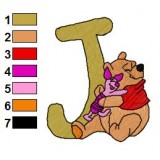Winnie the Pooh Alphabet J Embroidery Design